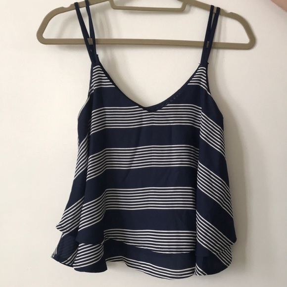 Lucy Paris Tops - Lucy Paris Navy and White Crop Top